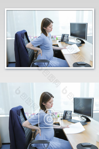 商务办公楼职场妈妈办公孕肚摄影图图片