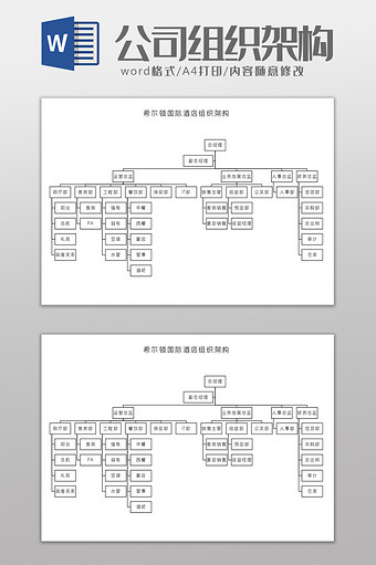 希尔顿国际酒店组织架构Word模板图片