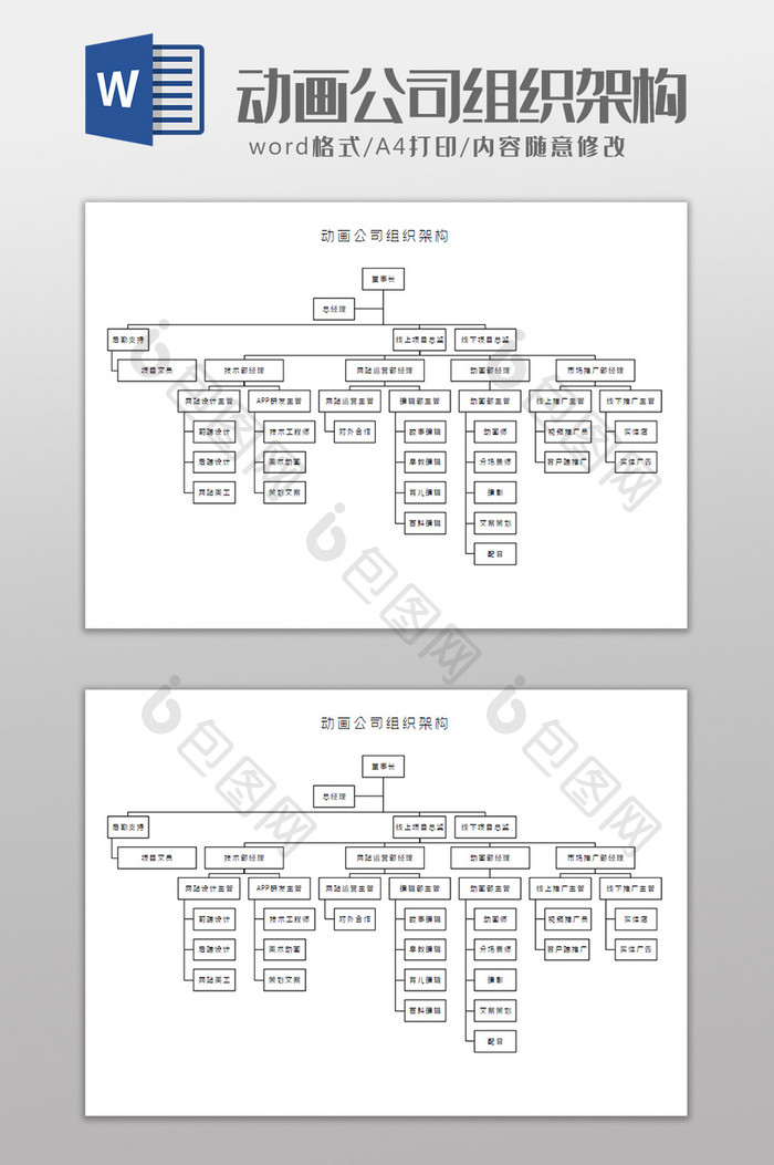 动画公司组织架构Word模板