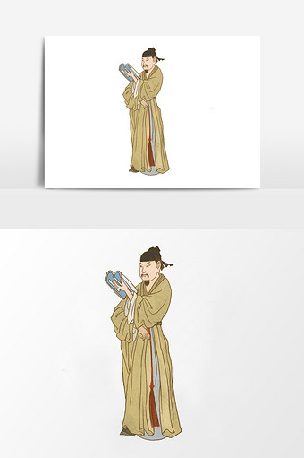 淡彩颜色明朝大臣服饰元素图片下载