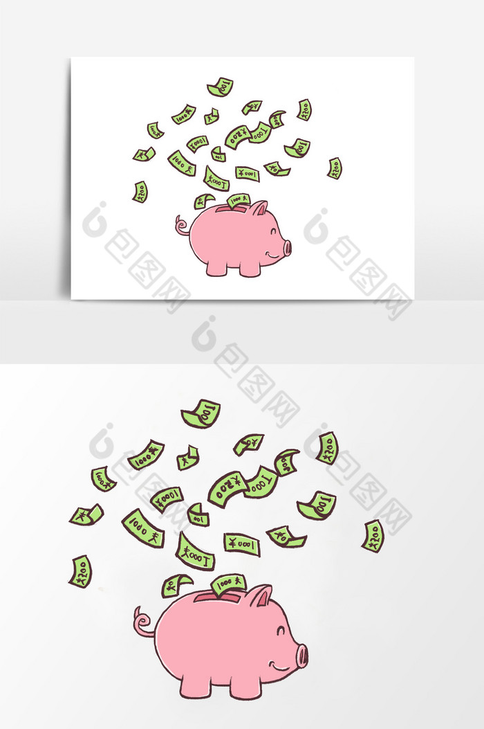 简笔画撒钱的猪图片图片