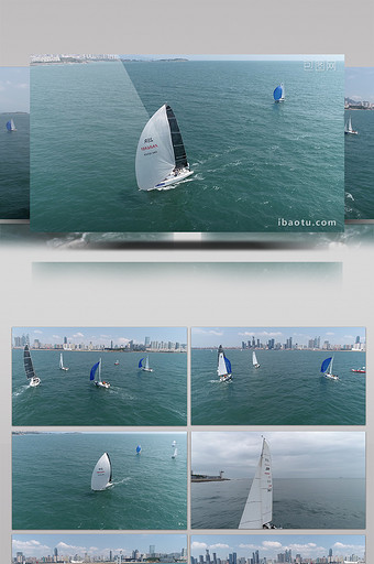 海上帆船比赛激情帆船视频素材图片