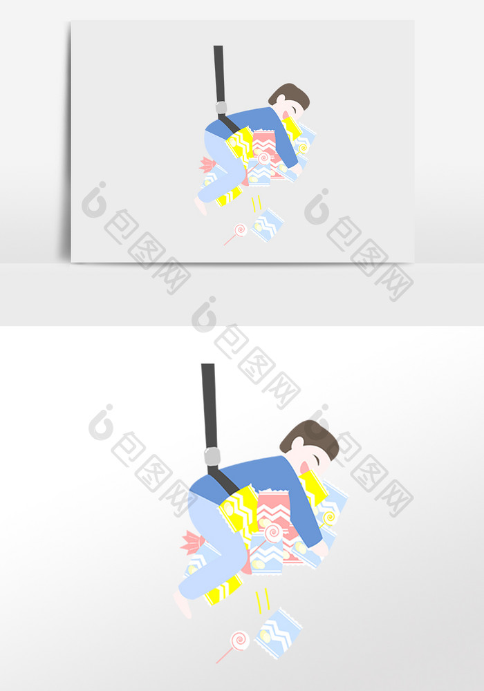 人体娃娃机卡通插画