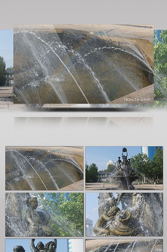 彩虹喷泉城市雕塑水池喷水水柱水流景观雕像图片