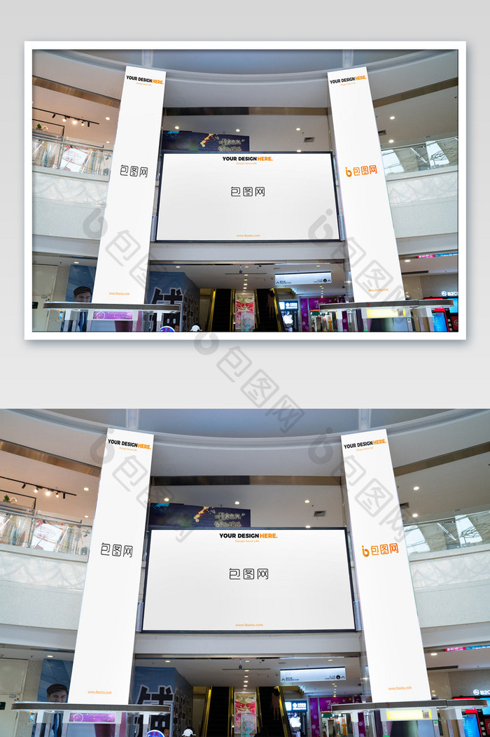 购物中心商场室内广告牌海报样机