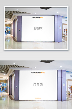 商场大楼室内空白广告牌购物中心海报样机
