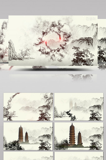 大气优雅中国风水墨宣传片片头AE模板图片
