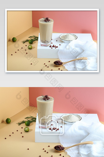 高清饮品美食红豆奶茶摄影图片