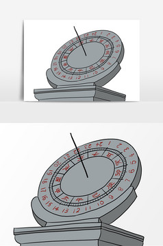 古代计时日晷卡通创意元素