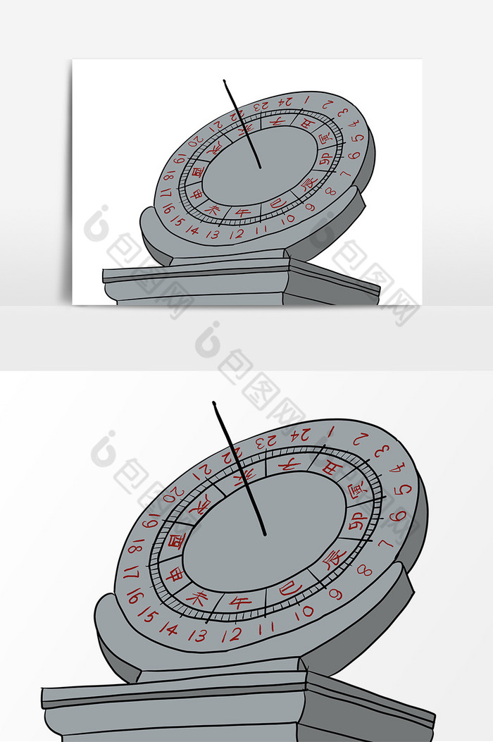 手繪日晷卡通元素圖片圖片