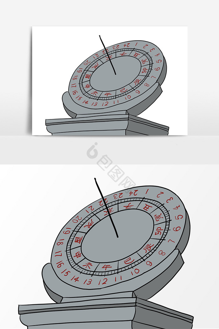 日晷简笔画手表图片