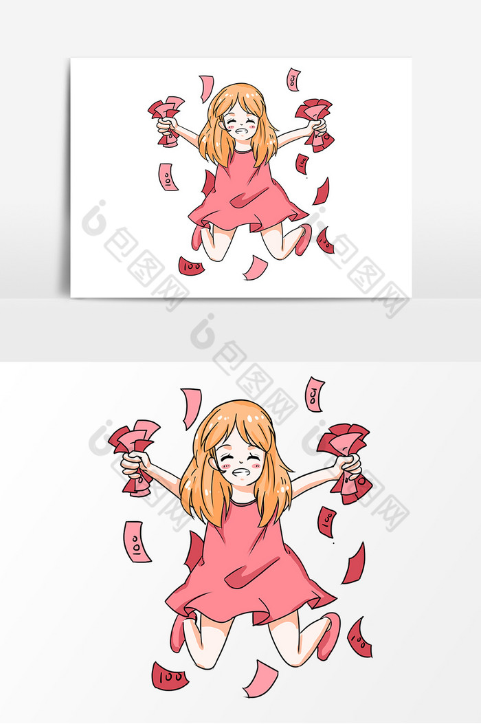 撒钱的小女孩形象png下载-包图网