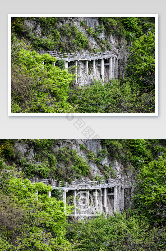 少华山景区山间栈道摄影图片