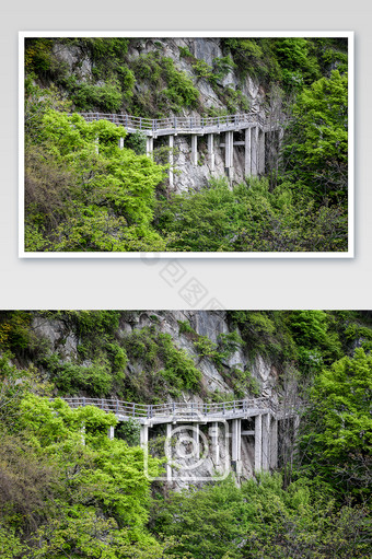 少华山景区山间栈道摄影图片