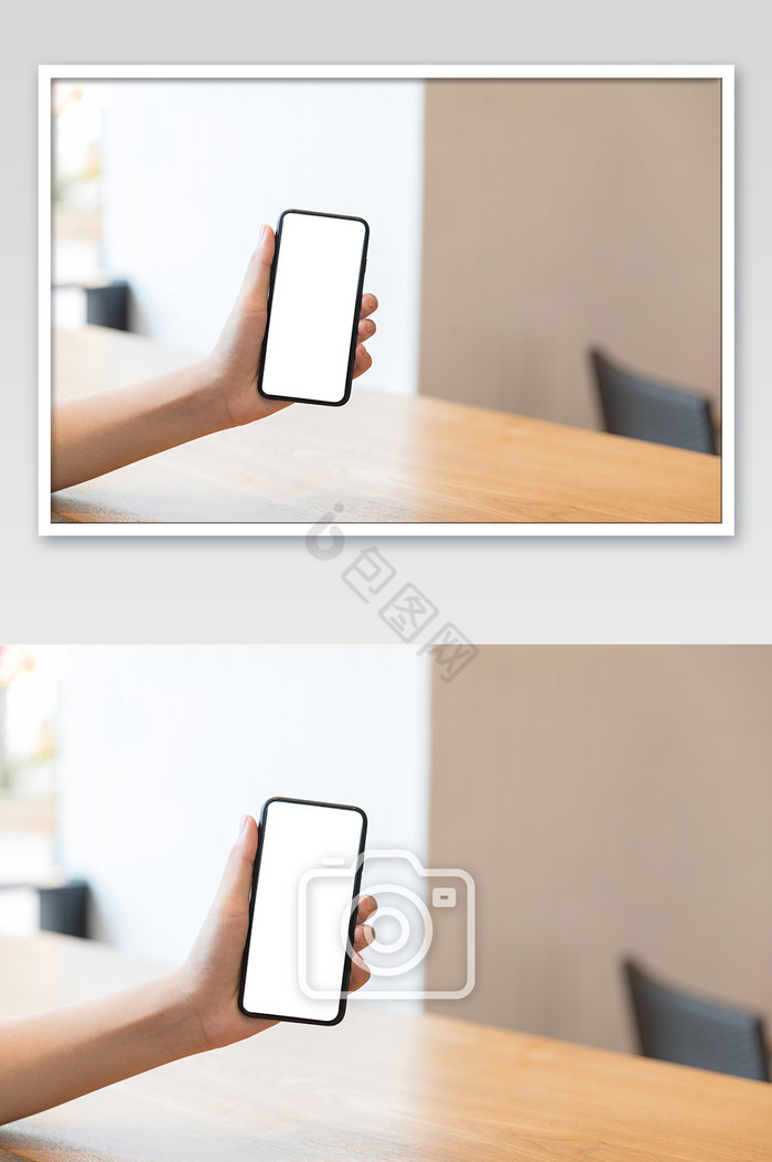手拿手机展示摄影图片