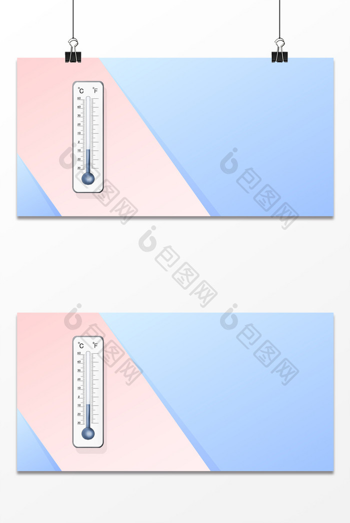 清新几何简约线条温度计背景