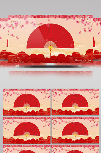 中国风扇子舞台背景图片