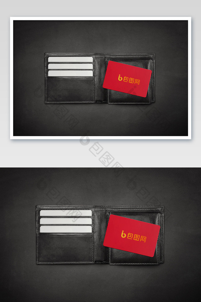 红色卡片和钱包样机