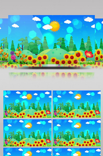 卡通花朵向日葵森林背景图片