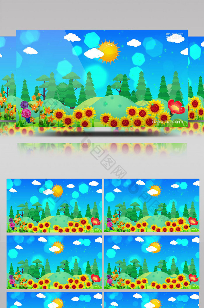 卡通花朵向日葵森林背景