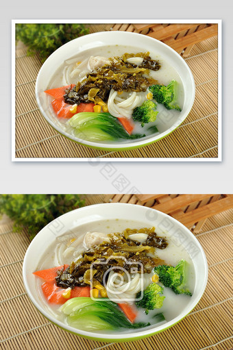 主食小吃雪菜米线摄影图片