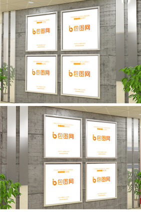 现代室内灯箱展板墙面海报样机logo贴图