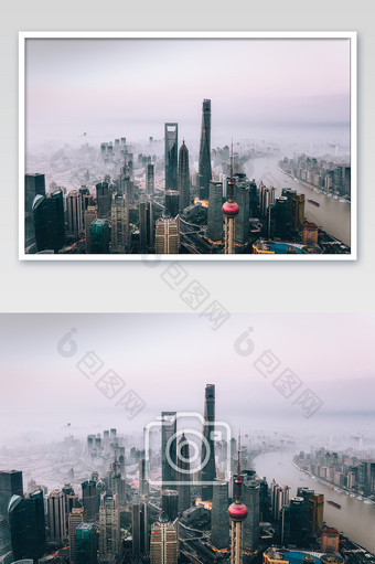 上海陆家嘴城市迷雾摄影图图片