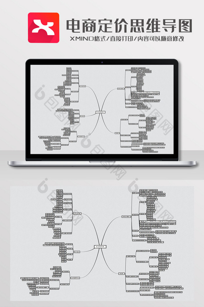 简约风电商定价策略思维导图xmind模板