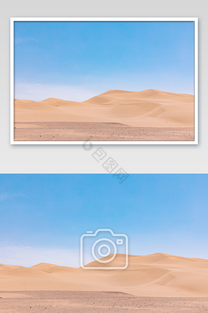 蓝天下的广阔沙漠摄影图片