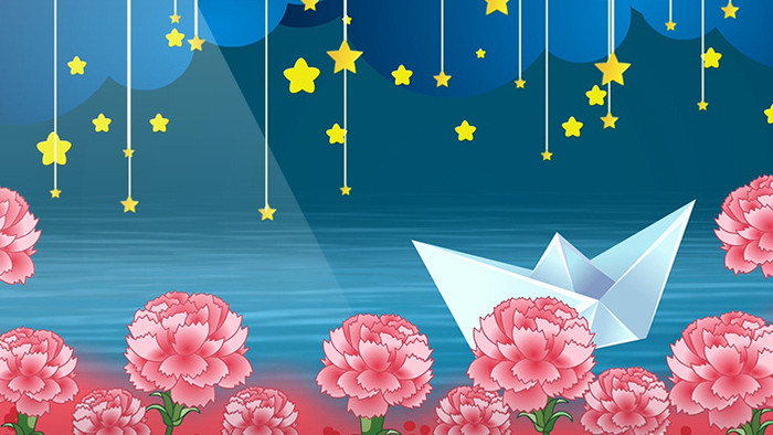 梦幻花朵水面小船背景