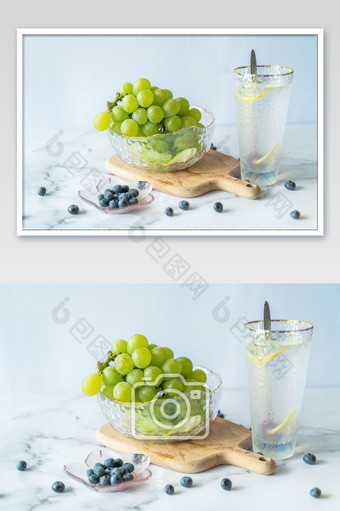 青葡萄青提新鲜水果美味营养紫葡萄小清新图片