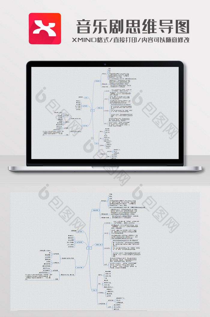 简约风音乐剧思维导图xmind