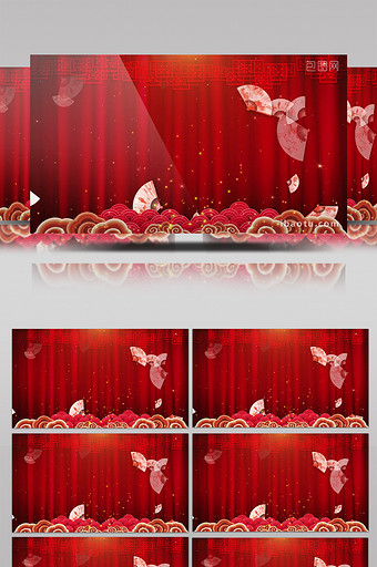 中国风扇子戏曲舞台背景图片