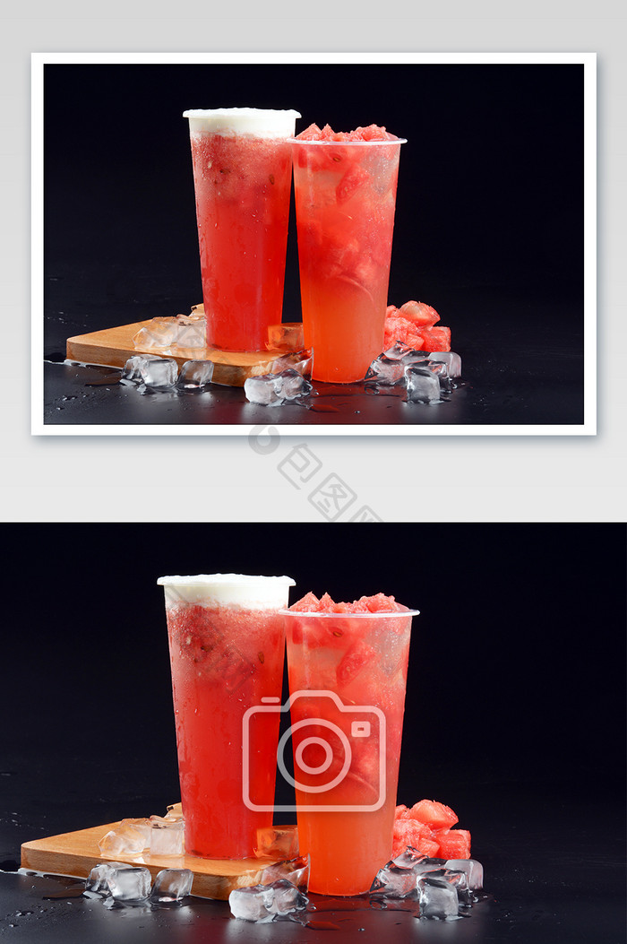 夏日红芭乐奶盖茶 水果茶摄影图