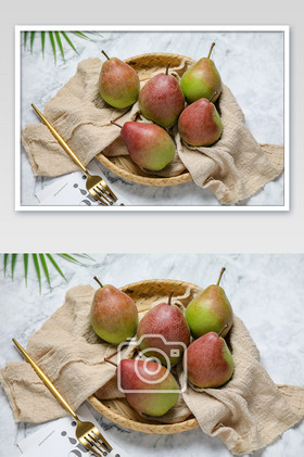 水果美食鸭梨新疆梨背景图片配图