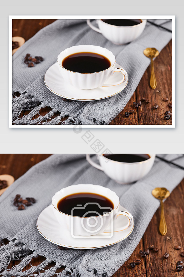 黑咖啡美式瓷碟下午茶饮品桌布美食摄影图片