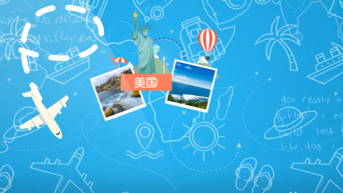 卡通世界旅游景点环球假期旅行片头AE模板