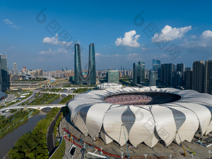 航拍杭州亚运会奥体中心建筑素材图片-包图网企业站