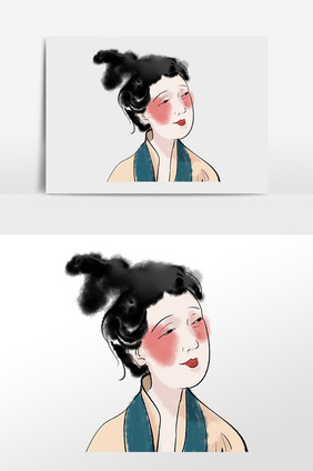 水墨明代女性人物插画