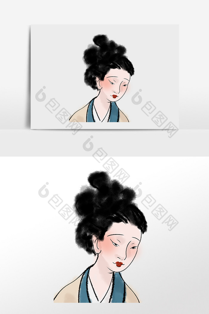 明代妇人人物卡通插画