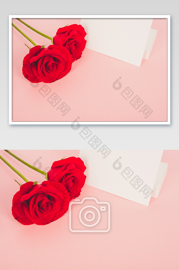 红色玫瑰白色卡片表白背景
