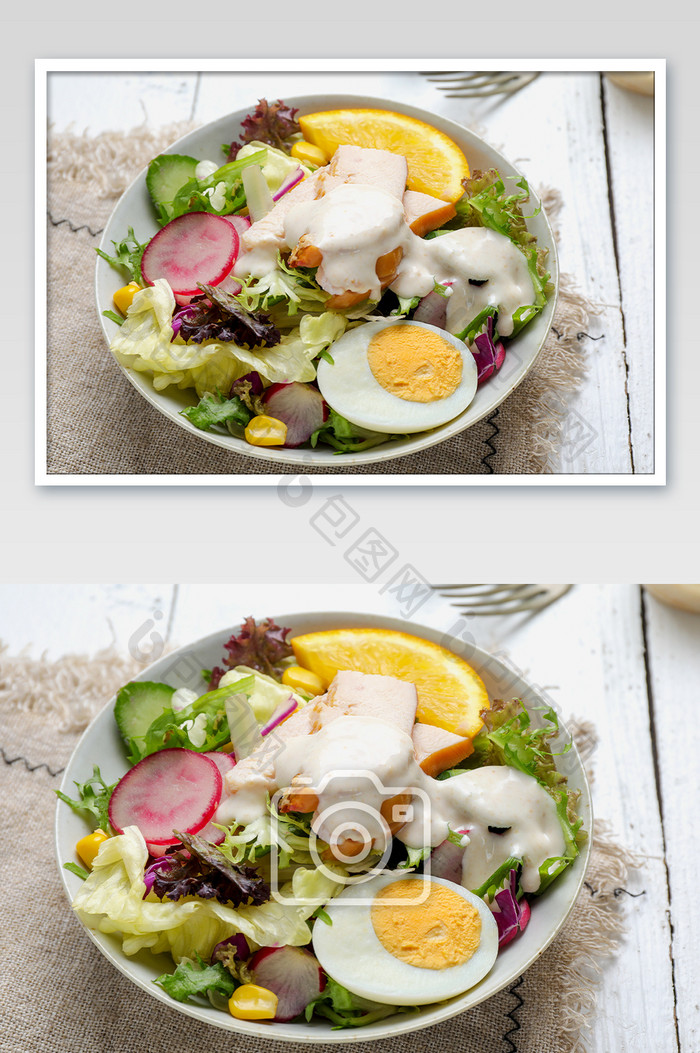 夏日沙拉组合健康餐图片