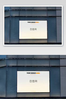 大楼外墙体装饰户外空白广告海报样机