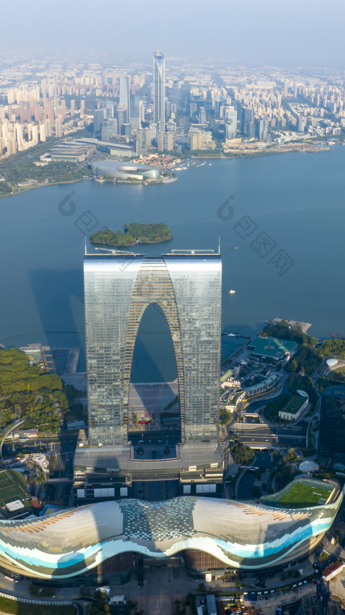 苏州东方之门建筑航拍图片图片-包图网企业站