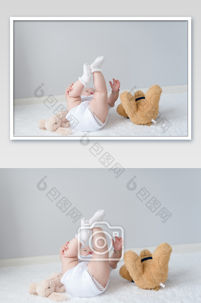 儿童母婴婴儿可爱的模仿玩具动作摄影图片