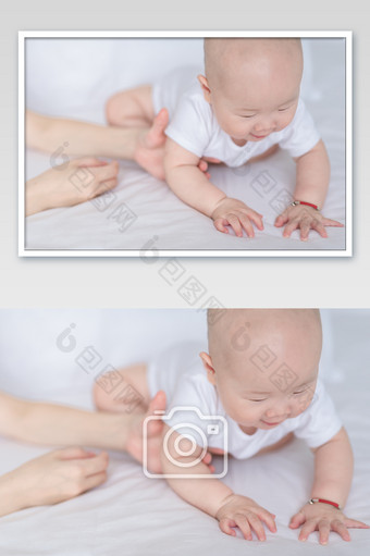 儿童母婴婴儿学着爬走摄影图片