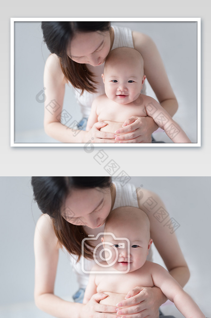 儿童母婴婴儿抱在妈妈怀里的小宝宝摄影图片