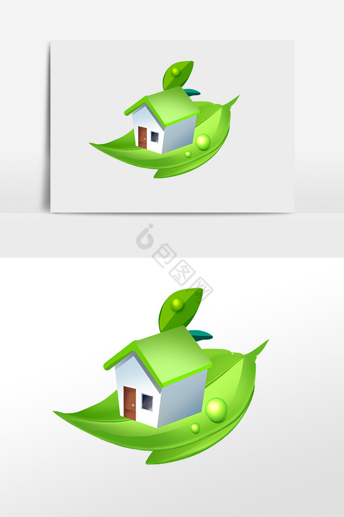 除甲醛绿叶房子插画图片