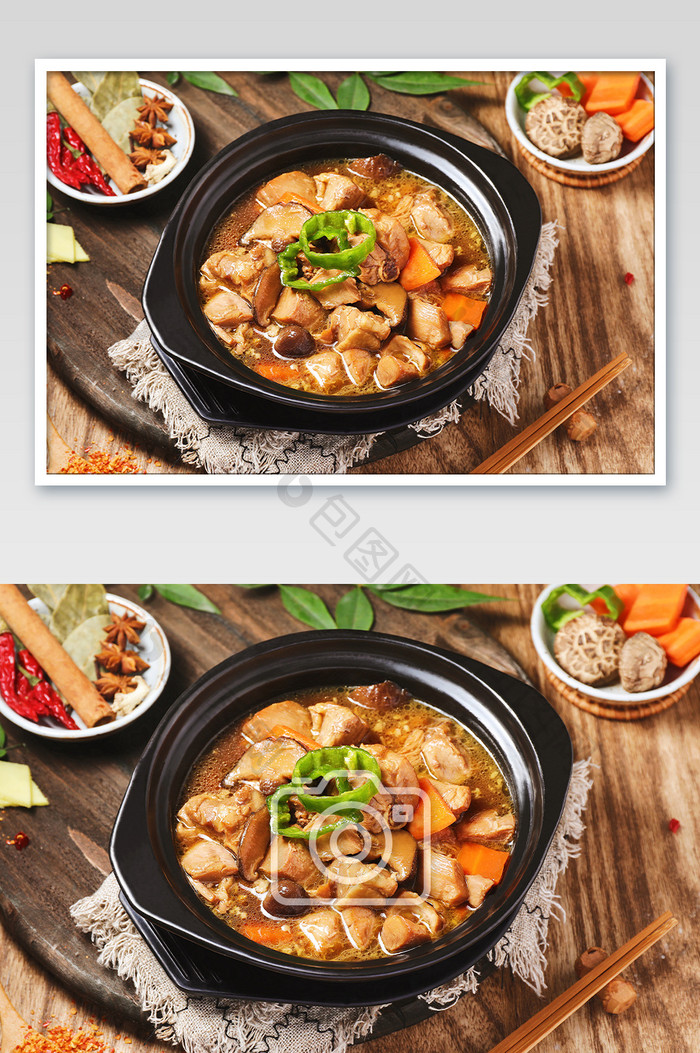 中式传统鲁菜黄焖鸡图片