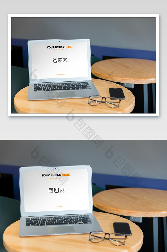 咖啡店商务办公电脑PC端网页展示海报样机